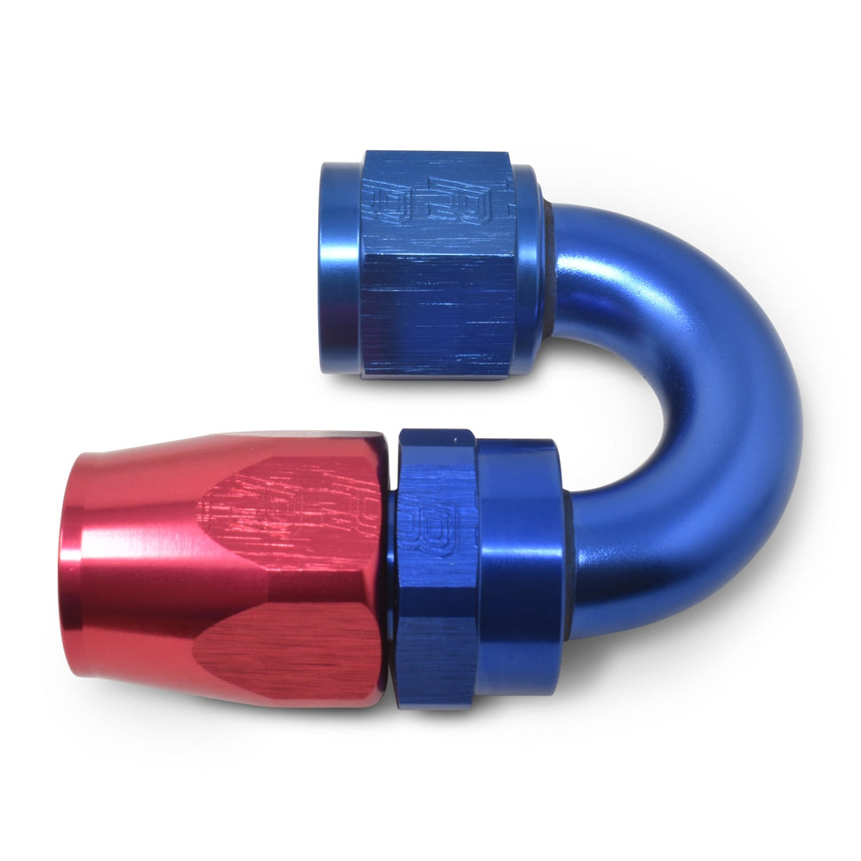 12AN ProClassic Swivel 180 Degree Tight Radius Hose End, Red/Blue Finish