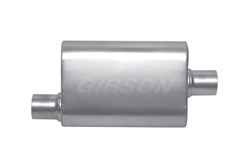 Gibson MWA Superflow Offset/Center Oval Muffler - 4x9x14in/2.25in Inlet/2.25in Outlet - Stainless Gibson Muffler