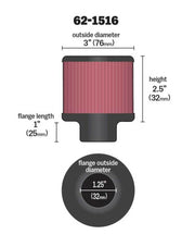 K&N 1in Flange L x 3in OD x 2.5in Height Clamp On Crankcase Vent Filter K&N Engineering Air Filters - Universal Fit