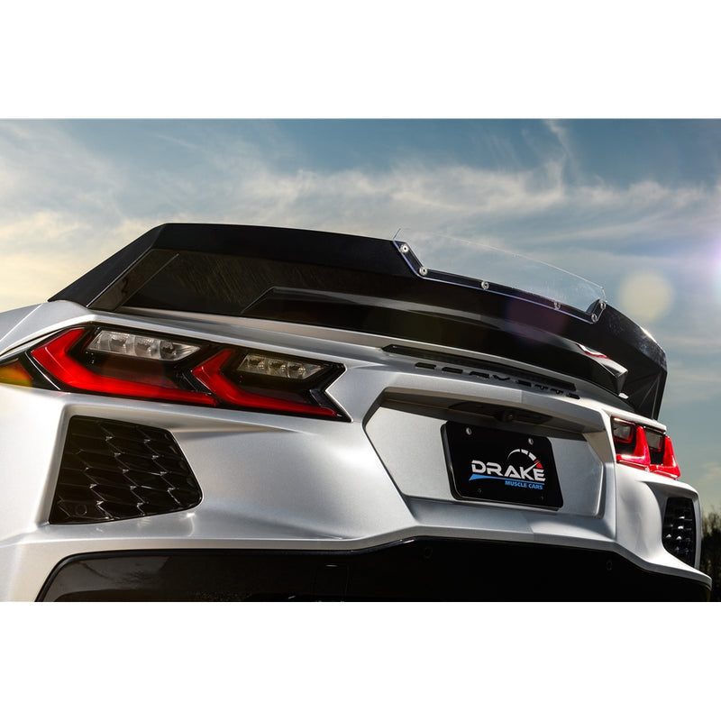 DRAKE MUSCLE CARS C8 CORVETTE REAR SPOILER - WICKER BILL STYLE - CARBON FLASH METALLIC Fits 2020-2023 Chevrolet Corvette Base & Z51 CV-C8R190001-PACM C8 CORVETTE
