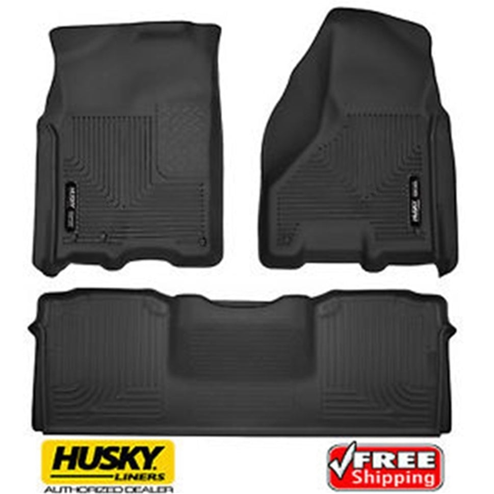 Combo Husky X-Act 2015+ F150 SuperCrew Cab Front and Rear Partial Coverage Mats Black Color 53341/53471