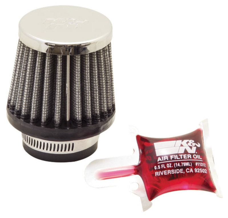 K&N Universal Chrome Filter 1 3/8 inch FLG / 2 1/2 inch Base / 2 inch Top / 2 1/4 inch Height K&N Engineering Air Filters - Universal Fit