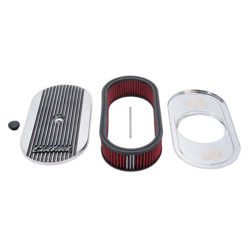 Edelbrock Air Cleaner Elite II Oval Single 4-Bbl Carb 2 5In Red Element Polished Edelbrock Air Filters - Universal Fit