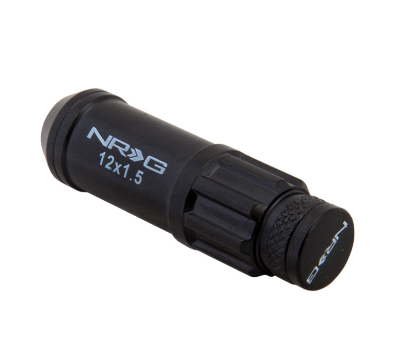 NRG 700 Series M12 X 1.5 Steel Lug Nut w/Dust Cap Cover Set 21 Pc w/Locks & Lock Socket - Black NRG Lug Nuts