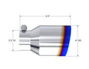MBRP Burnt End Tip 2.5 ID 4 ID Out 6.5 length Single Wall Angle Cut 304 Stainless Steel MBRP Tips