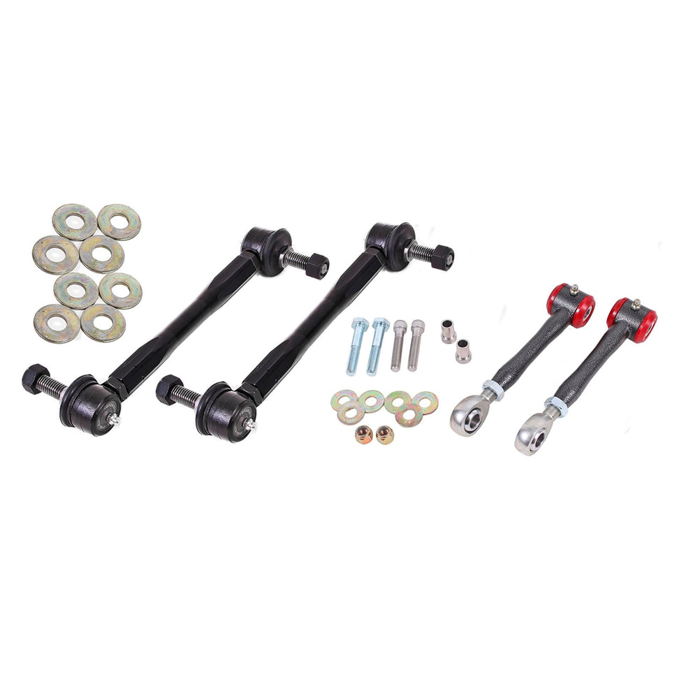 BMR 16-17 6th Gen Camaro Front and Rear Sway Bar End Link Kit - Black Hammertone ELK015H