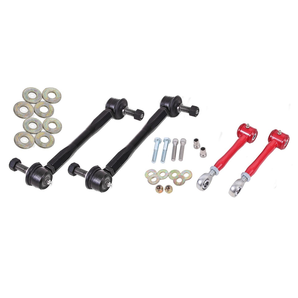 BMR 16-17 6th Gen Camaro Front and Rear Sway Bar End Link Kit - Red ELK015R