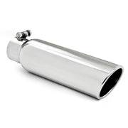 MBRP Universal Tip 3.5in OD 2.5in Inlet 12in L Angled Cut Rolled End Clampless No-Weld T304 MBRP Steel Tubing