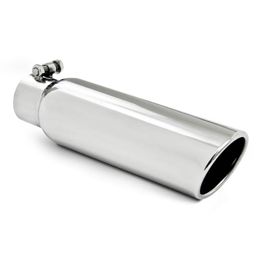 MBRP Universal Tip 3.5in OD 2.5in Inlet 12in L Angled Cut Rolled End Clampless No-Weld T304 MBRP Steel Tubing
