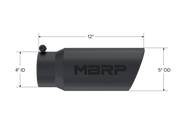 MBRP Universal Tip 5 O.D. Angled Rolled End 4 inlet 12 length - Black Finish MBRP Tips