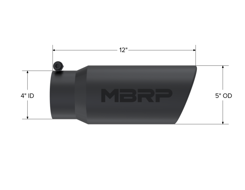 MBRP Universal Tip 5 O.D. Angled Rolled End 4 inlet 12 length - Black Finish MBRP Tips