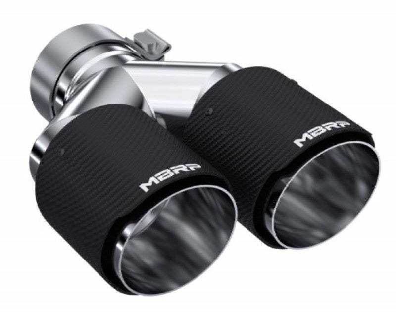 MBRP 3in ID / Dual 4in OD Out Staggered L 9.37in / R 9.87in Dual Wall Carbon Fiber Univ Exhaust Tip MBRP Tips