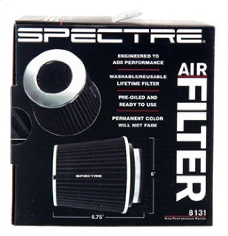 Spectre Adjustable Conical Air Filter 5-1/2in. Tall (Fits 3in. / 3-1/2in. / 4in. Tubes) - Black Spectre Air Filters - Universal Fit