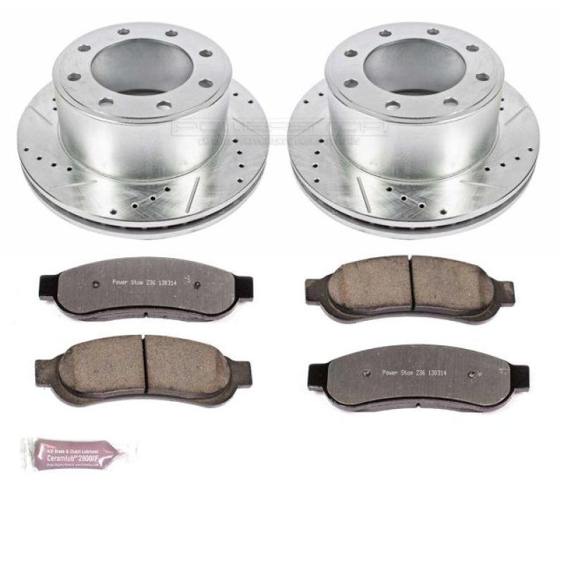 Power Stop 10-2012 Ford F-350 Super Duty Rear Z36 Truck & Tow Brake Kit PowerStop Brake Rotors - Slot & Drilled