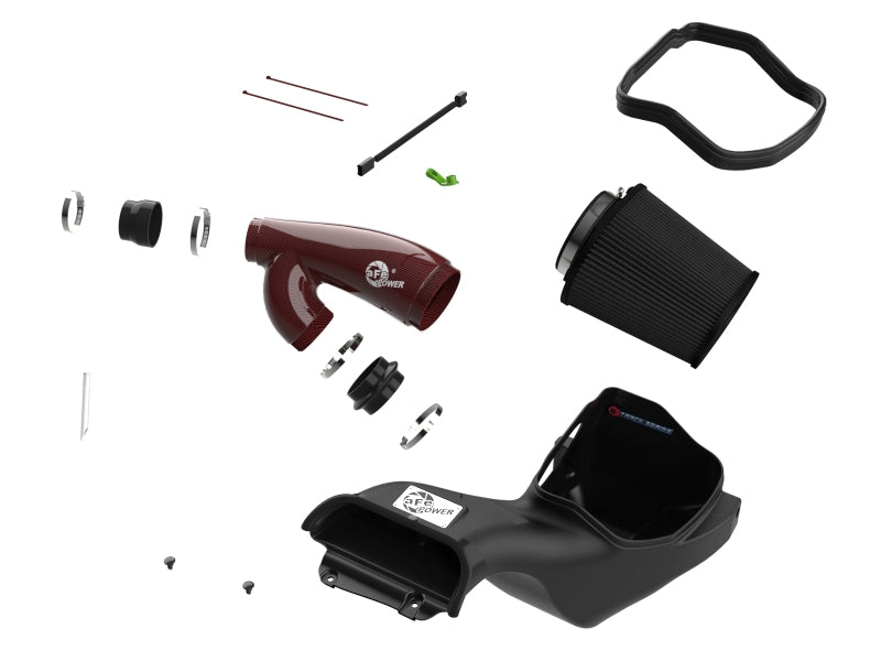 aFe 17-24 Ford F-150 Track Series Red Kevlar Carbon Fiber C/A Intake System w/Black Pro 5R Filter aFe Cold Air Intakes
