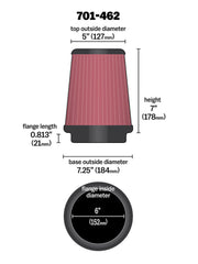 Airaid Universal Air Filter - Cone 6 x 7-1/4 x 5 x 7 Airaid Air Intake Components