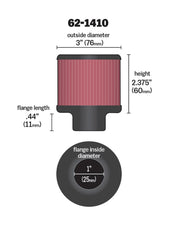 K&N 1 inch ID 3 inch OD 2.375 inch H Rubber Base Crankcase Vent Filter K&N Engineering Air Filters - Universal Fit