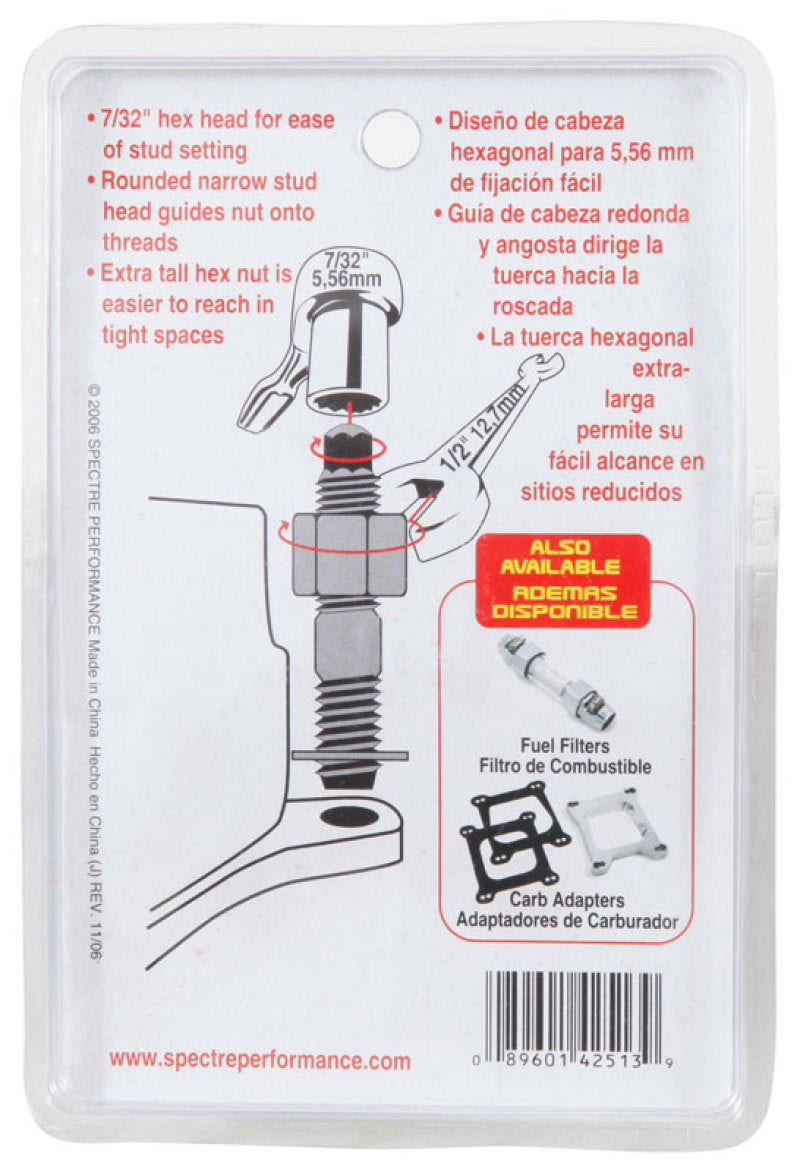 Spectre Carburetor Stud Kit w/Hardware 1-1/2in. Spectre Carburetors