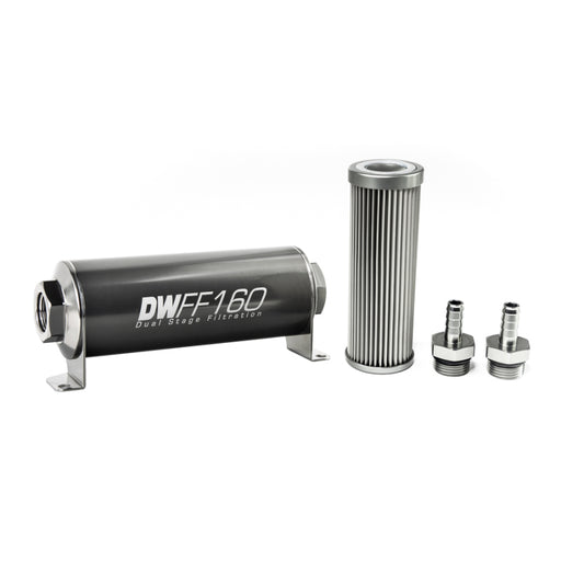 DeatschWerks Stainless Steel 3/8in 10 Micron Universal Inline Fuel Filter Housing Kit (160mm) DeatschWerks Fuel Filters
