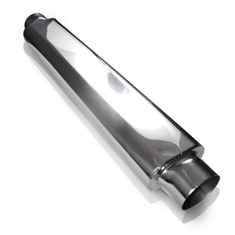 Stainless Works Smooth Oval Muffler - 24in Long 2 1/2in ID Inlets Both Ends Stainless Works Muffler