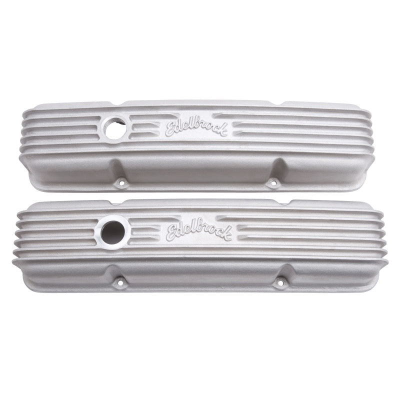Edelbrock Valve Cover Classic Series Chevrolet 1959-1986 262-400 CI V8 w/ Oil Fill Hole Satin Edelbrock Valve Covers