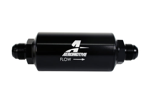 Aeromotive In-Line Filter - (AN -10 Male) 40 Micron Stainless Mesh Element Bright Dip Black Finish Aeromotive Fuel Filters