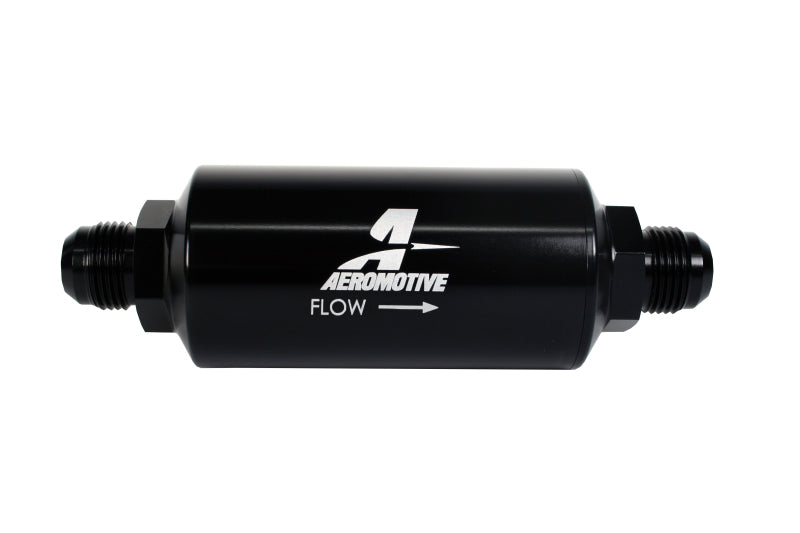 Aeromotive In-Line Filter - (AN -10 Male) 10 Micron Fabric Element Bright Dip Black Finish Aeromotive Fuel Filters