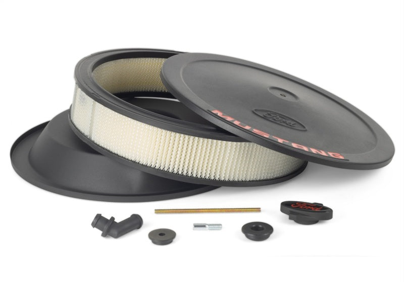 Ford Racing Air Cleaner Kit - Black Crinkle Finish w/ Red Mustang Emblem Ford Racing Air Filters - Universal Fit
