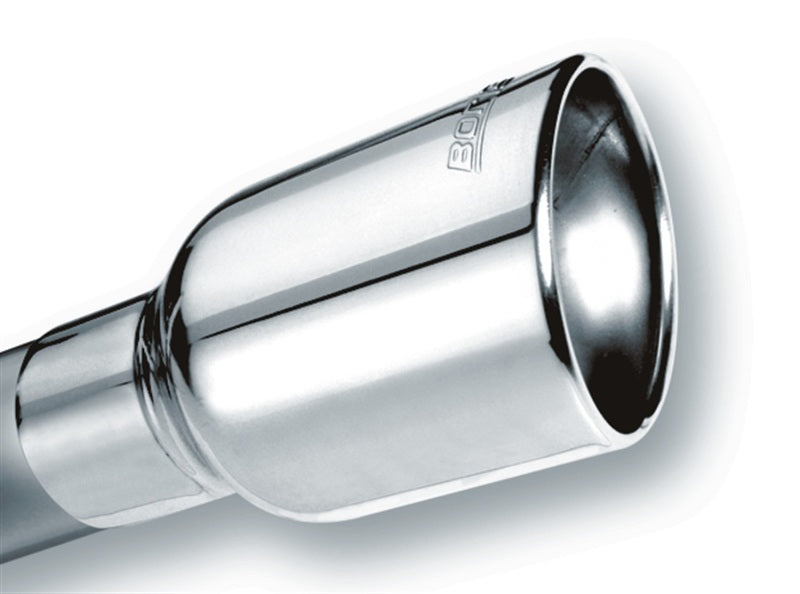 Borla Universal Polished Tip Single Round Rolled Angle-Cut w/Clamp (inlet 2 1/2in. Outlet 4 x 4in) * Borla Tips