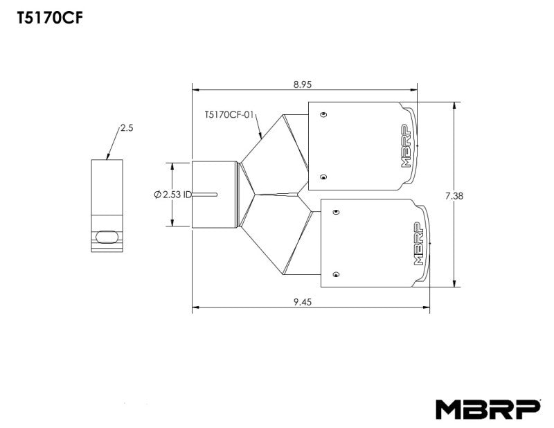 MBRP Universal Carbon Fiber Dual Tip 3.5in OD/2.5in Inlet MBRP Tips