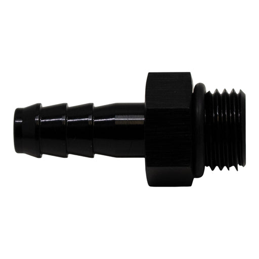 DeatschWerks 6AN ORB Male to 5/16in Male Triple Barb Fitting (Incl O-Ring) - Anodized Matte Black DeatschWerks Fittings