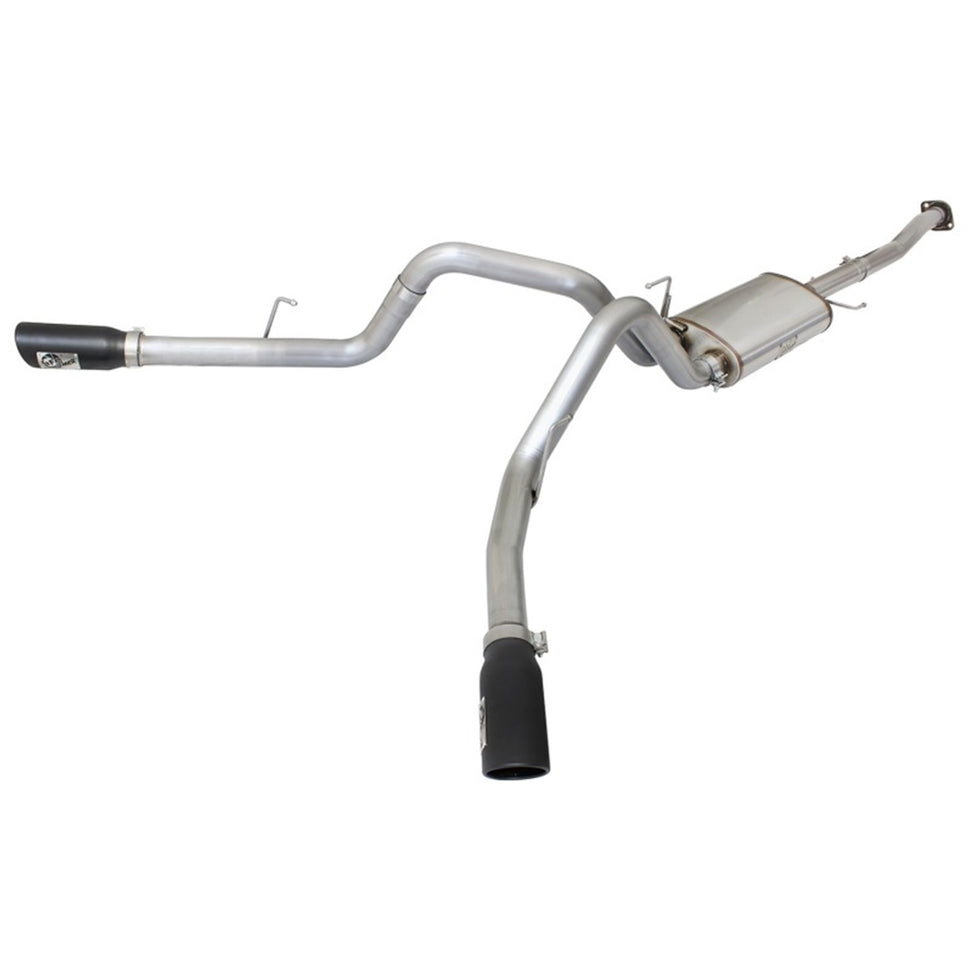 aFe MACHForce XP Exhaust 3in SS Dual Side Exit CB w/ Black Tips 2015 Ford F150 5.0L V8 CC/SB EC/LB 49-43074-B