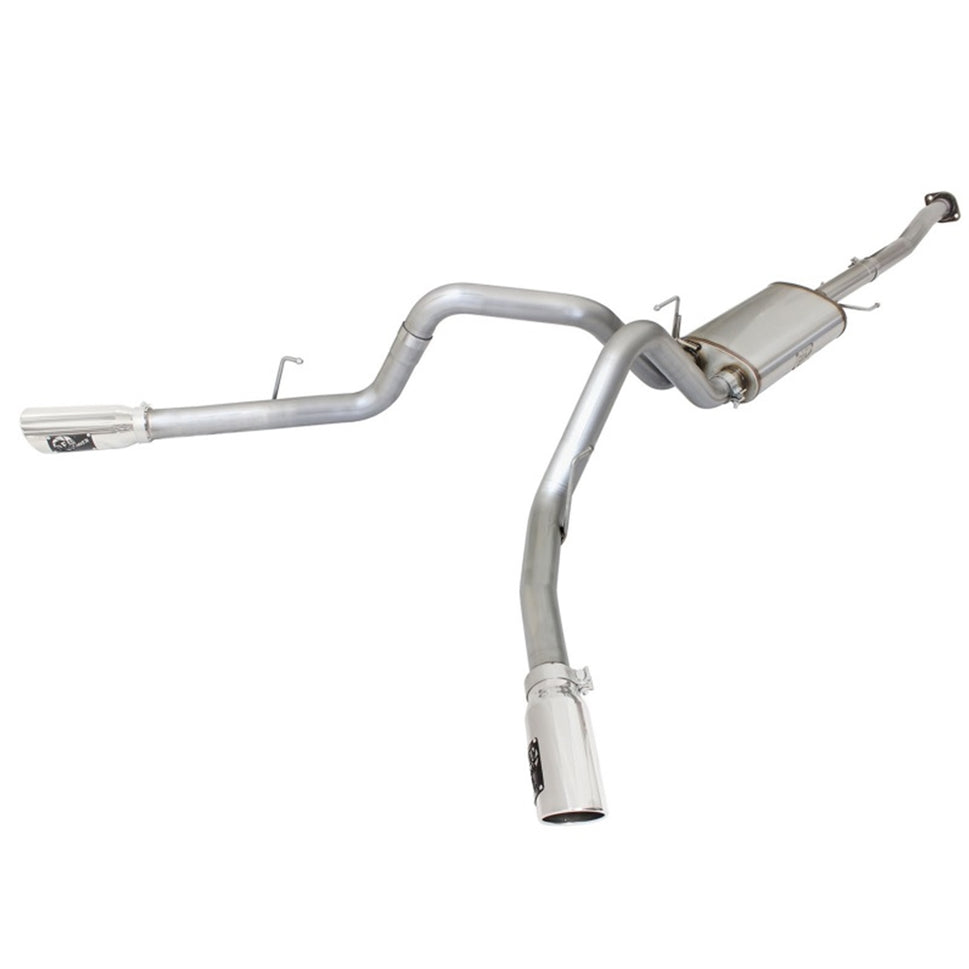 aFe MACHForce XP Exhaust 3in SS Dual Side Ext CB w/ Polished Tips 2015 Ford F150 5.0L V8 CC/SB EC/LB 49-43074-P