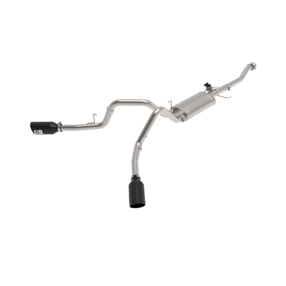 aFe Gemini XV 3in 304 SS Cat-Back Exhaust 2021 Ford F-150 V6 2.7L/3.5L (tt)/V8 5.0L w/ CO Black Tips 49-33129-B