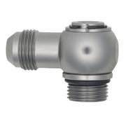 DeatschWerks 8AN ORB Male to 8AN Male Flare Low Profile 90-Degree Swivel - Anodized DW Titanium DeatschWerks Fittings