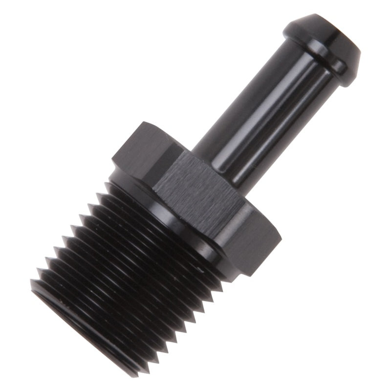 Edelbrock Hose Fittings Straight 1/2In NPT to 3/8In Barb Black Anodize Edelbrock Fittings