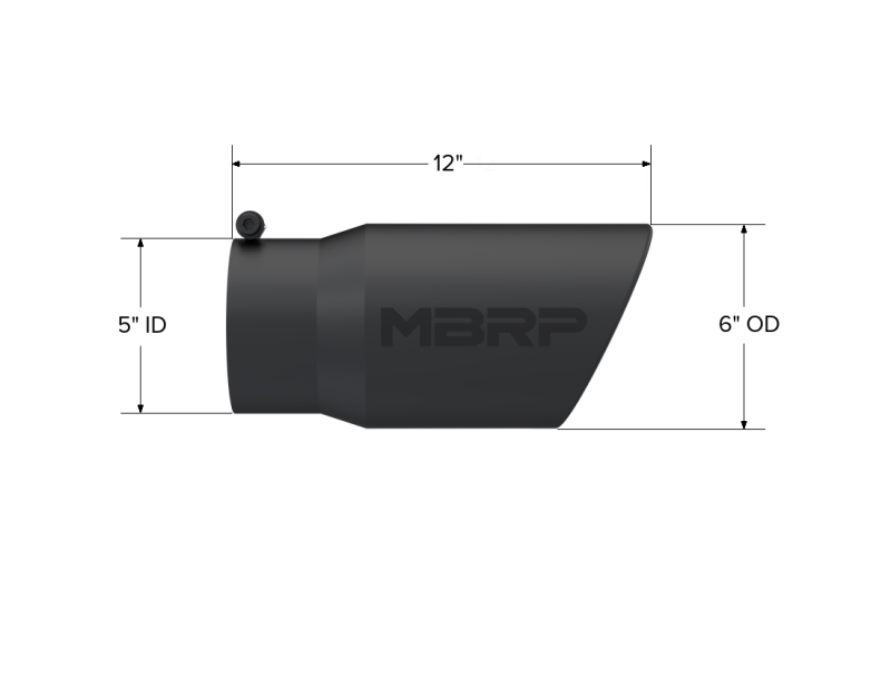 MBRP Universal Tip 6in O.D. Angled Rolled End 5 inlet 12 length - Black Finish MBRP Tips