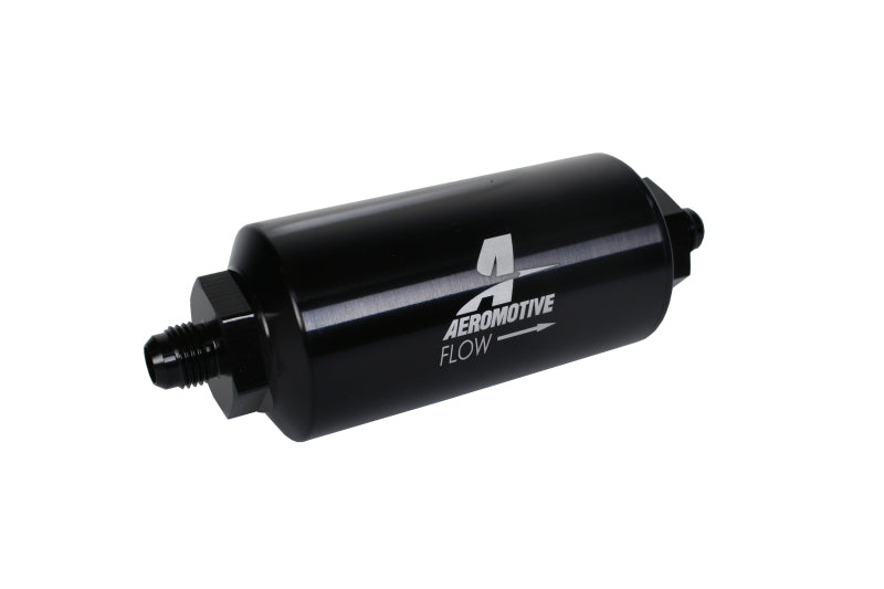 Aeromotive In-Line Filter - (AN-6 Male) 40 Micron Stainless Mesh Element Bright Dip Black Finish Aeromotive Fuel Filters