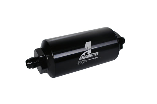 Aeromotive In-Line Filter - (AN-6 Male) 40 Micron Stainless Mesh Element Bright Dip Black Finish Aeromotive Fuel Filters