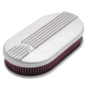 Edelbrock Air Cleaner Classic Series Oval Aluminum Top Cloth Element 17 5In X 9 35In X 3 9In Satin Edelbrock Air Filters - Universal Fit
