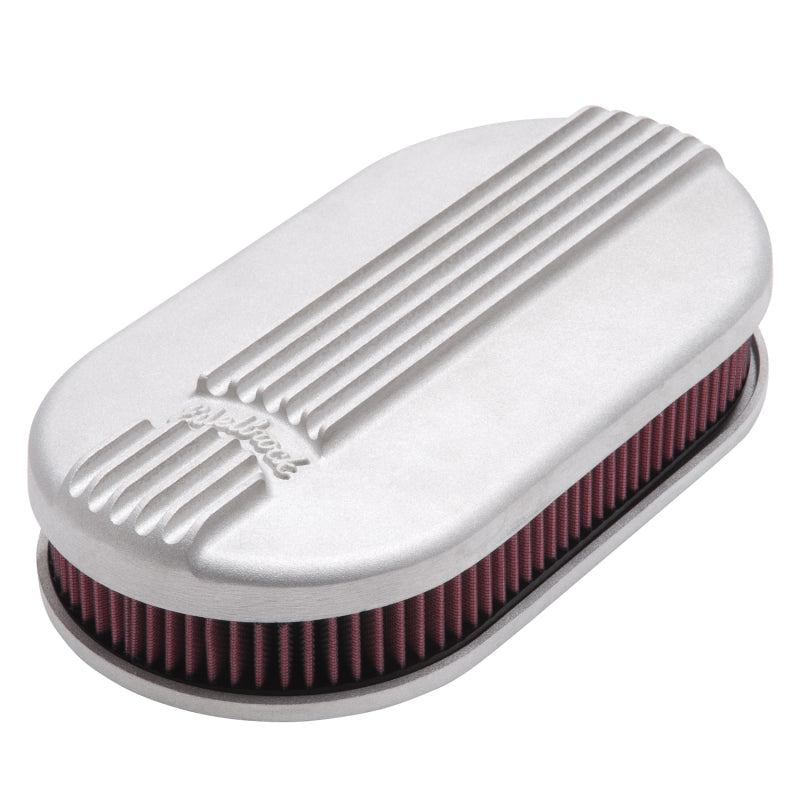 Edelbrock Air Cleaner Classic Series Oval Aluminum Top Cloth Element 17 5In X 9 35In X 3 9In Satin Edelbrock Air Filters - Universal Fit