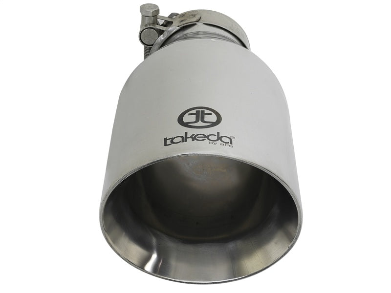 aFe Takeda 304 Stainless Steel Clamp-On Exhaust Tip 2.5in. Inlet / 4.5in. Outlet / 9in. L - Polished AFE POWER Tips