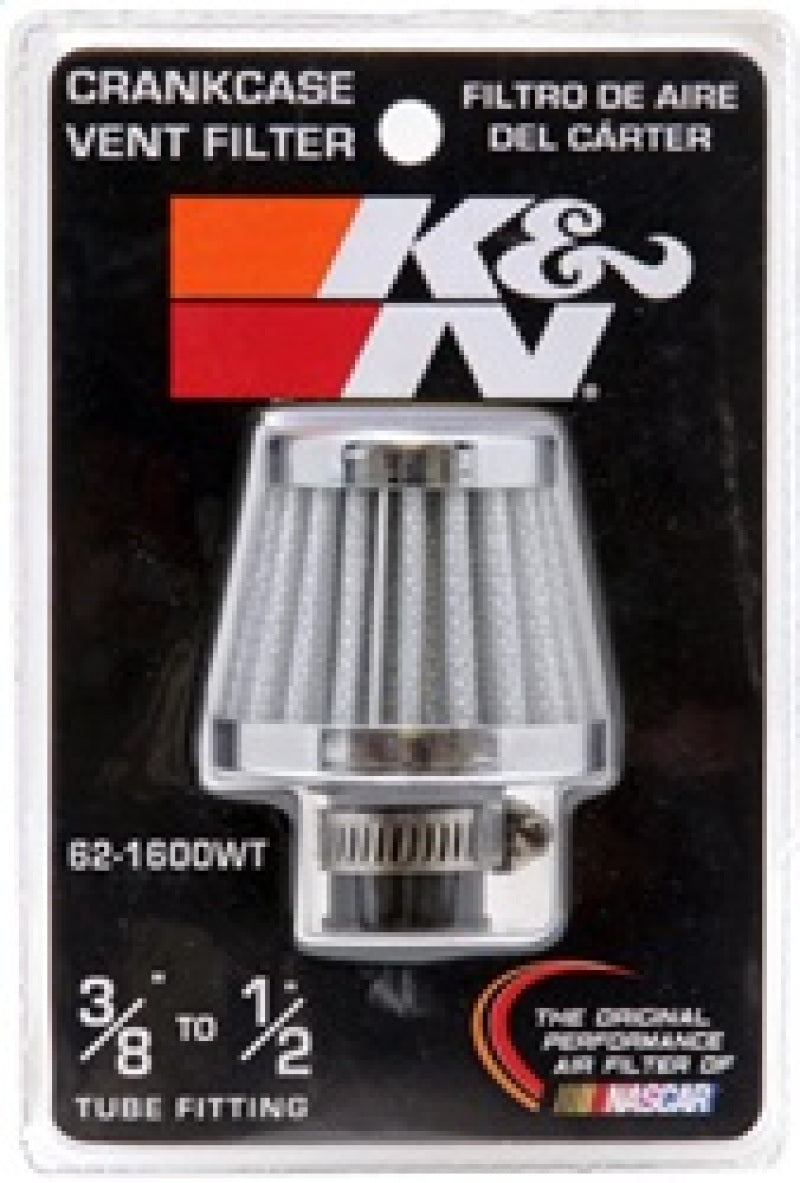 K&N 2in Base OD x .375in Flange ID x 1.75in H Rubber Base Crankcase Vent Filter - White K&N Engineering Air Filters - Universal Fit