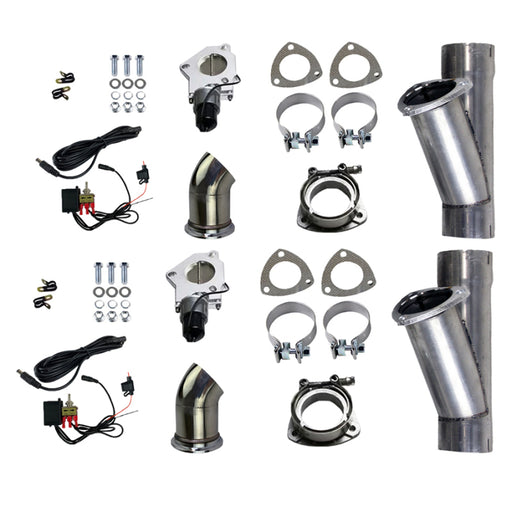 Granatelli 2.25in Alum Mild Steel Electronic Dual Slip Fit Exhaust Cutout w/Band Clamps Granatelli Motor Sports Exhaust Cutouts