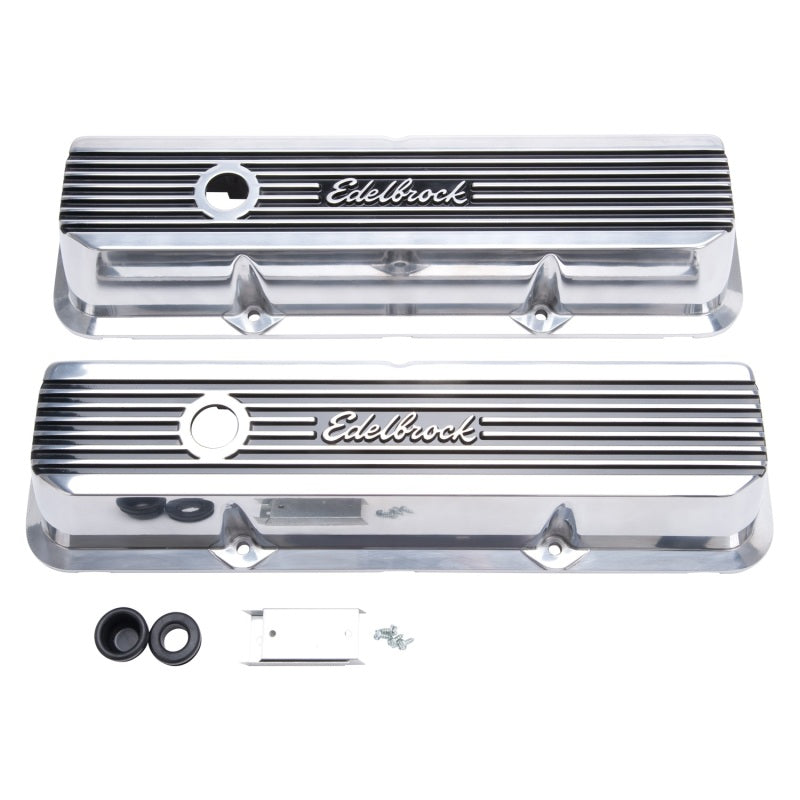Edelbrock Valve Covers Elite II Ford FE 1958-76 Polished Edelbrock Valve Covers