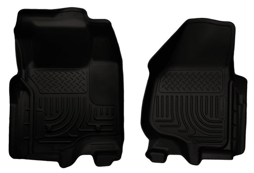 Husky Liners 11-12 Ford Super Duty Crew & Extended Cab WeatherBeater Front Row Black Floor Liners Husky Liners Floor Mats - Rubber