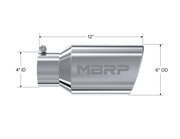 MBRP Universal Tip 6 O.D. Angled Rolled End 4 inlet 12 length MBRP Steel Tubing