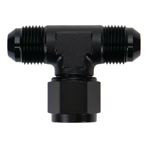DeatschWerks 8AN Male Flare to Female Flare Swivel Tee on 90 DeatschWerks Fittings