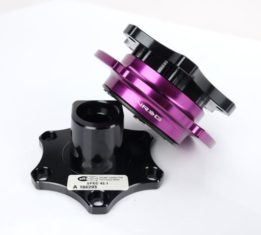 NRG Quick Release SFI SPEC 42.1 - Shiny Black Body / Shiny Purple Ring NRG Quick Release Adapters