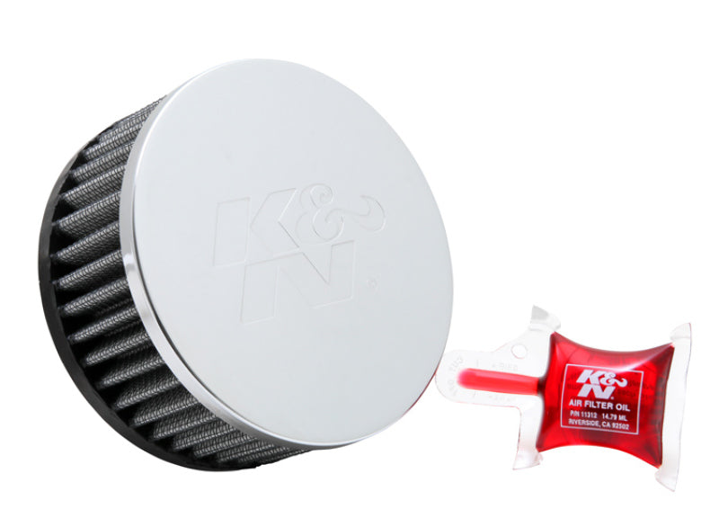 K&N Universal Chrome Filter 2 1/2 inch O/S FLG / 4 1/2 inch OD / 2 inch Height K&N Engineering Air Filters - Universal Fit